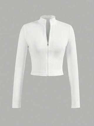 Cecilia Cropped Slim Fit Zip Up Jacket