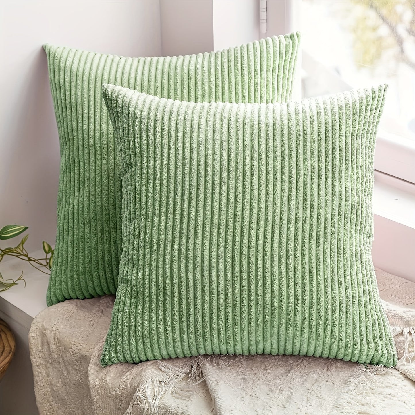 Boho Kissenbezug mit Streifenmuster – Gewebte Kissenhülle aus Polyester mit Reißverschluss