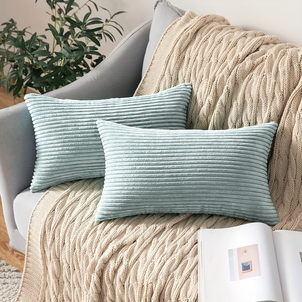 Boho Kissenbezug mit Streifenmuster – Gewebte Kissenhülle aus Polyester mit Reißverschluss