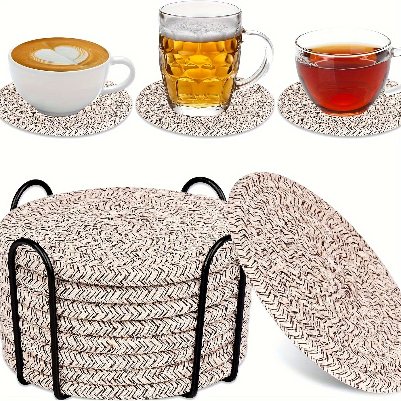 Minimalistisches Untersetzer-Set mit Halter für stilvolle Ordnung